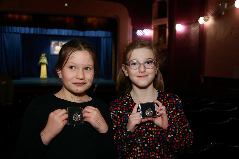 Feis13032018Tue01 
 1~2
First time at Feis for both Clara Carson from Ballinhassig received a Silver Medal for her performance and Ciara Bohan and Tower received a Bronze Medal for her performance. Speech and Drama Class: 355: Solo Mime Under 10 Years Feis Maitiú 92nd Festival held in Fr. Mathew Hall. EEjob 13/03/2018 Picture: Gerard Bonus