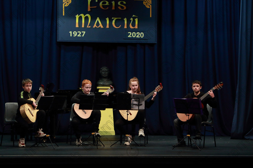 Feis0103202063 
 63
Cork ETB SM Junior Guitar Ensemble performing the James Bond Tune.

Class:270: “The Lane Perpetual Cup” Chamber Music 14 Years and Under

Feis20: Feis Maitiú festival held in Father Mathew Hall: EEjob: 01/03/2020: Picture: Ger Bonus.