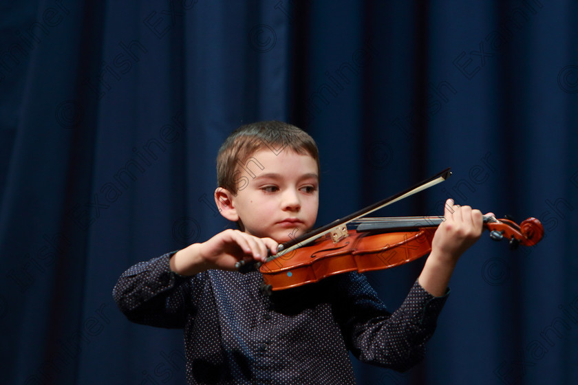 Feis0402109Mon28 
 27~28
Palko Drozd performing set piece.

Class: 242: Violin Solo 8 Years and Under (a) Carse–Petite Reverie (Classical Carse Bk.1) (b) Contrasting piece not to exceed 2 minutes.

Feis Maitiú 93rd Festival held in Fr. Matthew Hall. EEjob 04/02/2019. Picture: Gerard Bonus