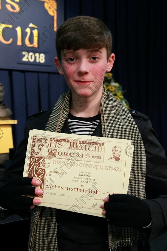 Feis07032018Wed42 
 42
Joint 3rd place Fergal Crowley for his performance of “Johanna” from Sweeney Todd.
 Singing and School Choirs Class: 112: “The C.A.D.A. Perpetual Trophy” Solo Action Song 14 Years and Under Section 1 Feis Maitiú 92nd Festival held in Fr. Mathew Hall. EEjob 06/03/2018 Picture: Gerard Bonus.