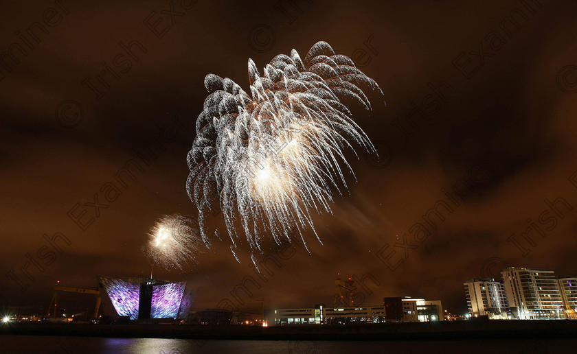 SEA Titanic Belfast 224578 
 Fireworks light the sky over the new Titanic Belfast building as the city continued with its Titanic centenary celebrations. PRESS ASSOCIATION Photo. Picture date: Saturday April 7, 2012. The show, which included synchronised pyrotechnics and 3D graphics, took inspiration from all stages of the Titanic's story - from the doomed liner's construction right through to her maiden voyage. Photo credit should read: Niall Carson/PA Wire