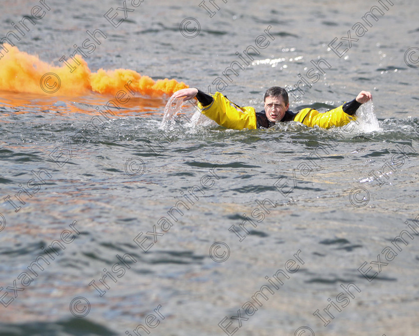 JH Cobh Rescue Display 14 
 ECHO NEWS: 14/04/2012; Darragh Coughlan, Crosshaven Coast Guard in trouble during a special search and rescue display by the Irish Coast Guard in Cobh to commemorate the 100th anniversary of the sinking of The Titanic. Picture; John Hennessy (Further Info, Vincent Farr, Crosshaven coastguard, 086 8501802)