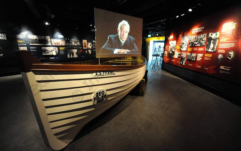 Titanic Belfast Preview 9 
 Alan Lewis - PhotopressBelfast.co.uk 14/3/2012
Mandatory Credit - Picture by Justin Kernoghan
A full-size replica lifeboat from the Titanic, at the new Titanic Belfast building in the Titanic Quarter. 
Press Release
Opening in March 2012, Titanic Belfast® will be a "must see" visit in any tour of Belfast and Northern Ireland. It is located in the heart of Belfast, on the slipways where RMS Titanic was built.
Inside this iconic building, visitors will re-live the entire Titanic story from her birth in Belfast to the fateful maiden voyage and her eventual discovery on the seabed.
Titanic Belfast® extends over nine galleries, with multiple dimensions to the exhibition, drawing together special effects, dark rides, full-scale reconstructions and innovative interactive features to explore the Titanic story in a fresh and insightful way; from her conception in Belfast in the early 1900s, through her construction and launch, to her infamous maiden voyage and catastrophic demise. The journey goes beyond the aftermath of the sinking, to the discovery of the wreck and continues into the present day with a live undersea exploration centre. 
Further info contact Jonathan King - 028 90339949/07764 627 297
Embargoed until 17.00 Wednesday 14th March 2012 
 Keywords: Alan Lewis 00447850 988920, Justin Kernoghan 00447525 763088, Photopress Belfast