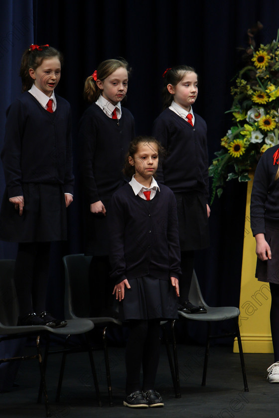 Feis23022018Fri28 
 15~31
St. Vincent’s 4th Class performing.
 Speech and Drama Class: 476: “The Peg O’Mahony Memorial Perpetual Cup” Choral Speaking 4th Class Feis Maitiú 92nd Festival held in Fr. Mathew Hall. EEjob 23/02/2018 Picture: Gerard Bonus.