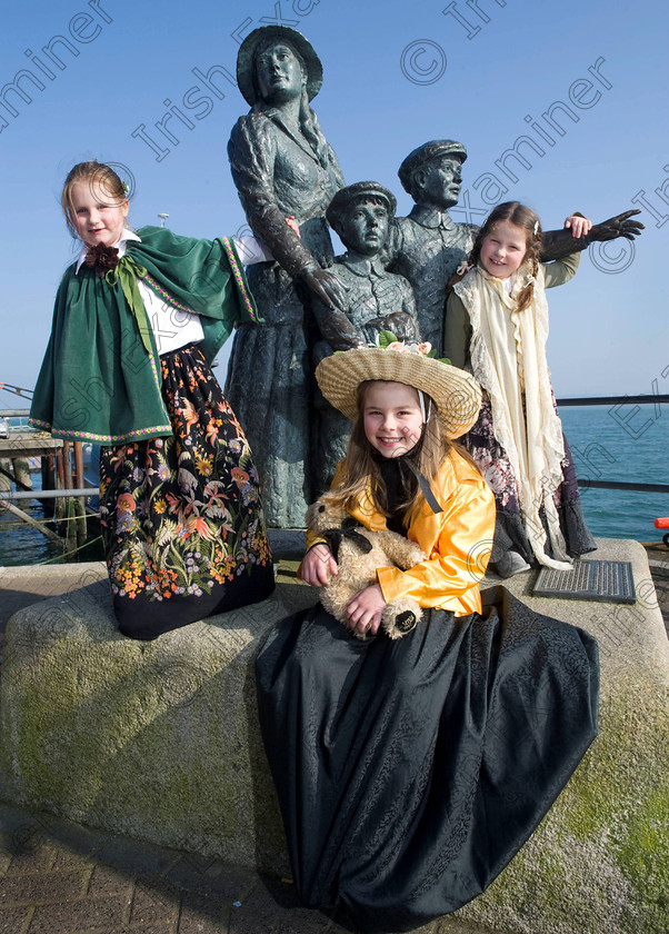 Titanic Cobh 260 
 Free Pic No Repro Fee
Leah Anderson ,Blathin Verwey and Caite Anderson from Cobh Get on Board for The Titanic Centenary events in Cobh. If you’re looking for a steer on how to be a part of the commemoration events around the 100th anniversary of The Titanic taking place, then anchor yourself in Cobh Co. Cork, then Queenstown, the Titanic’s last port of call where 123 passengers boarded the magnificent vessel. Cobh will play host to a memorable series of events from April 9-15 to remember The Titanic and the people associated with her. The events series, entitled Titanic100 Cobh 2012, has something for everyone from concerts to cruise liners, a vintage car show, a Titanic art display, lectures, exhibitions and museums, music recitals, a search and rescue display, a 10 mile road race, gala dinners, food and gift stalls, a remembrance service and a range of water activities and on-street entertainment for all throughout the week. The events will appeal to history buffs, culture vultures, adventure seekers, concert enthusiasts, food lovers, and families. See www.titanic100.ie
pictures Gerard McCarthy 087 8537228
more info contact Niamh Sullivan Hopkins Communications 021 4272200 087 0617705