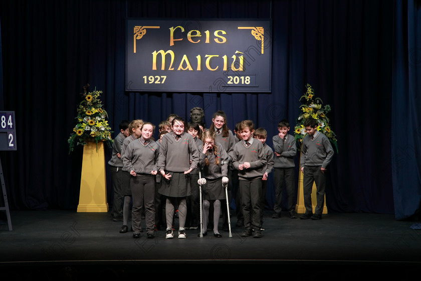 Feis21022018Wed34(1) 
 32~37
Ballinora N S 6th Class performing “Give Up Slimming Mom” as their own choice.
 Speech and Drama Classes: 485: Action Verse “The O’Brien Perpetual Cup”5th Class and Class: 484: “The Sri Lanka Festival Perpetual Trophy” 6th Class, Feis Maitiú 92nd Festival held in Fr. Mathew Hall. EEjob 21/02/2018 Picture: Gerard Bonus.