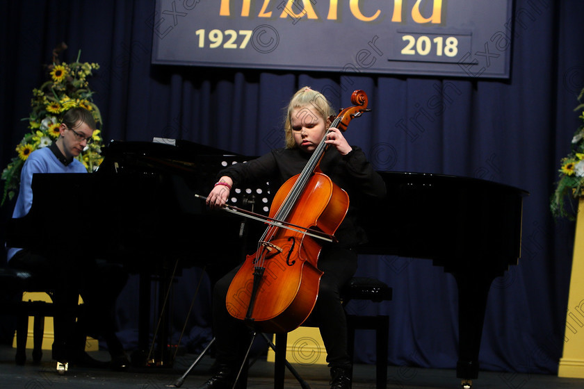 Feis09022018Fri10 
 10
Martha Dwyer performing with Accompanist Conor Palliser.
 Instrumental Music Class: 232: “The Houlihan Memorial Perpetual Cup” 
String Repertoire 14 Years and Under Feis Maitiú 92nd Festival held in Fr. Mathew Hall. EEjob 09/02/2018 Picture: Gerard Bonus.