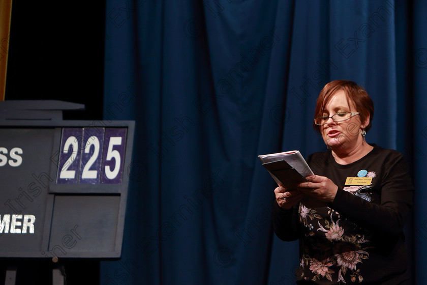 Feis08022019Fri01 
 1
Stagehand, Edel Burke introducing Class 225 Recorder Duets.

Class: 225: Recorder Duets 13 Years and Under Programme not to exceed 6 minutes.

Feis Maitiú 93rd Festival held in Fr. Matthew Hall. EEjob 08/02/2019. Picture: Gerard Bonus