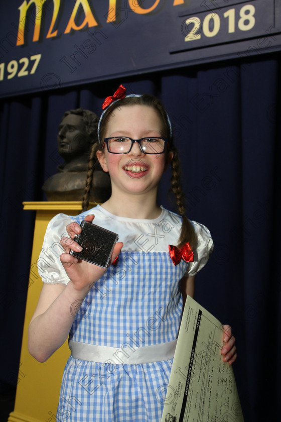 Feis15032018Thu02 
 2
Bronze Medallist Megan McSweeney from Mitchelstown performed “Wizard of Oz”.
 Speech and Drama Class: 328: “The Fr. Nessan Shaw Memorial Perpetual Cup” Dramatic Solo 10 Years and Under Section 2 Feis Maitiú 92nd Festival held in Fr. Mathew Hall. EEjob 15/03/2018 Picture: Gerard Bonus.