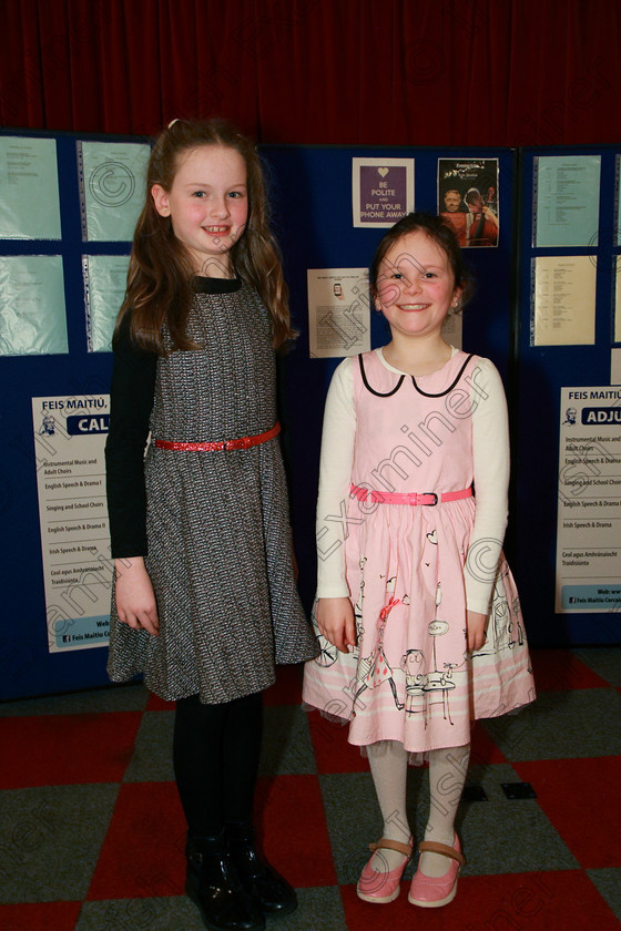 Feis11032018Sun10 
 10
Sarah O’Sullivan and Kiera Maloney from Ovens.
 Singing and School Choirs Class: 367: Solo Verse Speaking Girls 8 Years and Under Section 5 Feis Maitiú 92nd Festival held in Fr. Mathew Hall. EEjob 06/03/2018 Picture: Gerard Bonus.