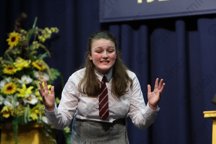 Feis20022018Tue78 
 77~78
Lucy Jones performing “Catholic School”.
 Speech and Drama Class: 326: “The James O’Donovan Memorial Perpetual Cup” “Year sand Dramatic Solo 14 Section 2 Under Feis Maitiú 92nd Festival held in Fr. Mathew Hall. EEjob 20/02/2018 Picture: Gerard Bonus.