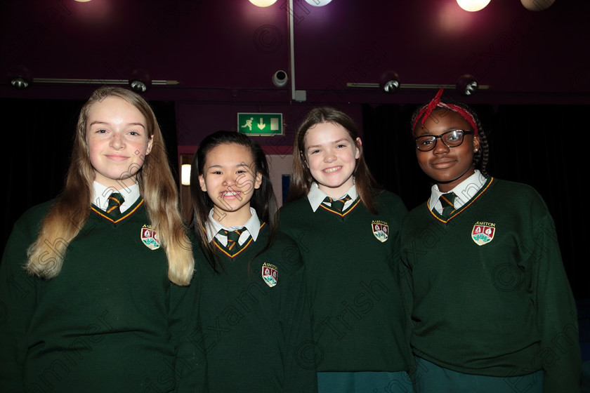 Feis12042018Thu39 
 39
Kate Hogan, Ella Mai Coughlan, Oonagh Grimley and Anu Agoro from 
Ashton School Choir. 
 Singing Class: 83: “The Loreto Perpetual Cup” Secondary School Unison Choirs Feis Maitiú 92nd Festival held in Fr. Mathew Hall. EEjob 12/04/2018 Picture: Gerard Bonus