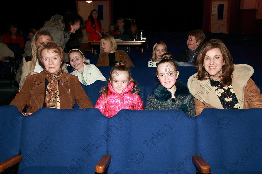 Feis12032018Mon03 
 3
Performer Ciara O’Connor from Whitechurch with her mum Annmarie, sister Ellen and Granny Eileen Coleman.
 Speech and Drama Class: 365: Solo Verse Speaking Girls 10 Years and Under Section 4 Feis Maitiú 92nd Festival held in Fr. Mathew Hall. EEjob 12/03/2018 Picture: Gerard Bonus