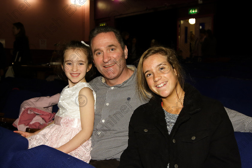 Feis27032018Tue19 
 19
Performer Sydney Forde from Model Farm Road with her dad John and sister Siri.
 Singing Class: 56: 7 Years and Under Crawley The Penguin Dance Feis Maitiú 92nd Festival held in Fr. Mathew Hall. EEjob 27/03/2018 Picture: Gerard Bonus