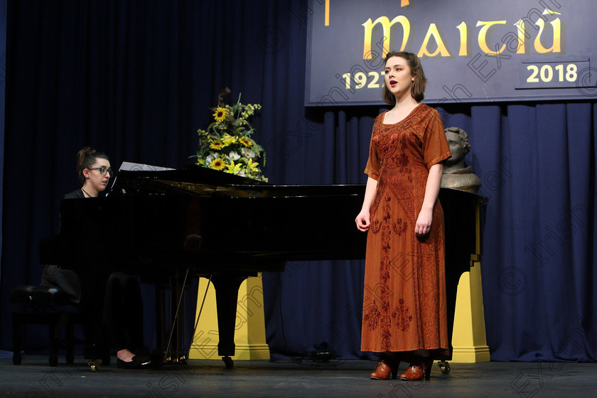 Feis04032018Sun08 
 9~10
Cecilia Roche from Kilkenny performing with Accompanist Denise Crowley.
 Singing and School Choirs Class: 13: The Lieder Perpetual Prize” and “Doyle Bursary” Bursary Value €100 Lieder Repertoire Feis Maitiú 92nd Festival held in Fr. Mathew Hall. EEjob 04/03/2018 Picture: Gerard Bonus