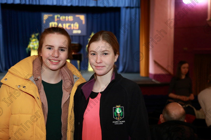 Feis0202109Sat16 
 16
Performers Ella O’Brien and Saoirse O’Shea from Douglas and Frankfield.

Class: 184: Piano Solo 15 Years and Under –Confined Two contrasting pieces not exceeding 4 minutes. “The Kilshanna Music Perpetual Cup”

Feis Maitiú 93rd Festival held in Fr. Matthew Hall. EEjob 02/02/2019. Picture: Gerard Bonus