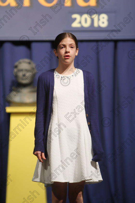 Feis25032018Sun08 
 8
Mischa Fleming performing.
 Speech and Drama Class: 365: Solo Verse Speaking Girls 10 Years and Under Section 5 Feis Maitiú 92nd Festival held in Fr. Mathew Hall. EEjob 25/03/2018 Picture: Gerard Bonus