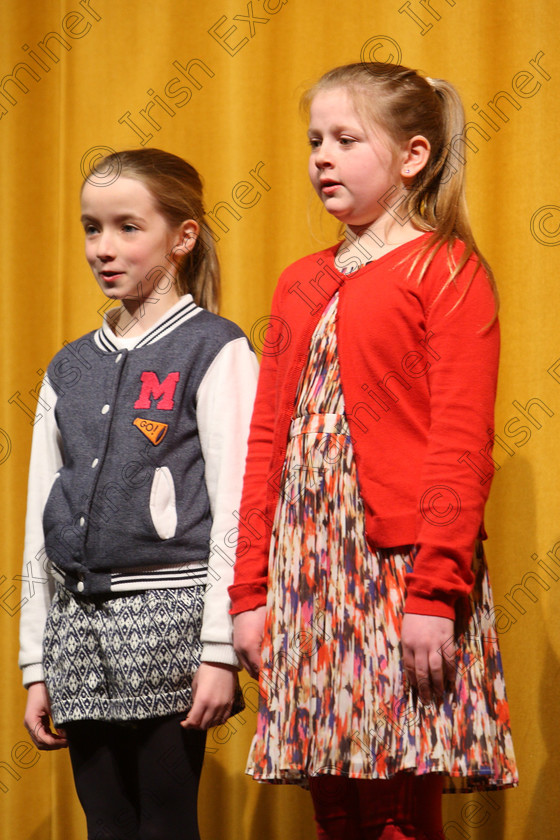 Feis24032018Sat28 
 28~30
Lydia Young and Jayne Fitzgerald performing “Junior Miss”,
 Speech and Drama Class: 312: Dramatic Duo 10 Years and Under Feis Maitiú 92nd Festival held in Fr. Mathew Hall. EEjob 24/03/2018 Picture: Gerard Bonus