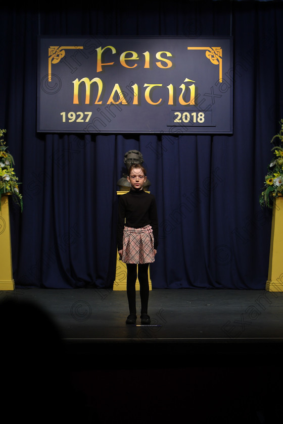 Feis12032018Mon28 
 28
Rachel Dwyer reciting her poem
 Speech and Drama Class: 365: Solo Verse Speaking Girls 10 Years and Under Section 4 Feis Maitiú 92nd Festival held in Fr. Mathew Hall. EEjob 12/03/2018 Picture: Gerard Bonus