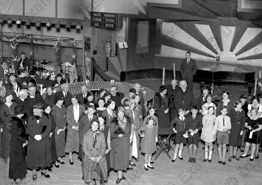 809987 809987 
 For 'READY FOR TARK'
Bishop of Cork Daniel Cohalan visits the St Vincent de Paul christmas bazaar at the Arcadia Ballroom 05/12/1934 Ref. 631B Old black and white charities religious