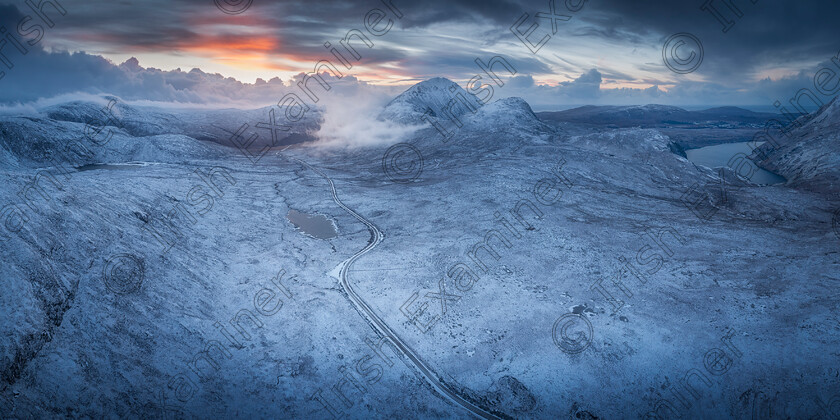 20230623 drone jan 4694-Panoxx2 
 A glimpse of winter around Mount Errigal, on the way to Dunlewy, with the magnificent colors of the setting sun.
Dunlewy, Donegal