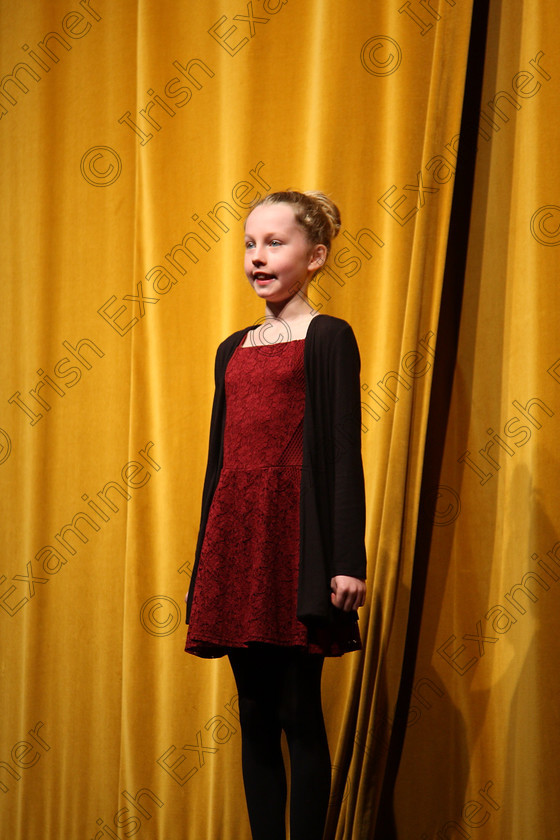 Feis14032018Wed03 
 3~4
Holly Murphy performing “Verruca Salt” from Charlie and The Chocolate Factory.
 Speech and Drama Class: 328: “The Fr. Nessan Shaw Memorial Perpetual Cup” Dramatic Solo 10 Years and Under Section1Feis Maitiú 92nd Festival held in Fr. Mathew Hall. EEjob 14/03/2018 Picture: Gerard Bonus.