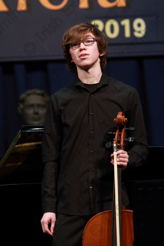 Feis0602109Wed39 
 39~40
Ben Terhorst from Whites Cross playing Elgar’s Concerto 1st movement orchestra provided by Denise Crowley.

Class: 246: Violoncello Concerto One Movement from a Concerto.

Feis Maitiú 93rd Festival held in Fr. Matthew Hall. EEjob 06/02/2019. Picture: Gerard Bonus