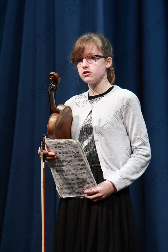 Feis0502109Tue18 
 18~20
Meadhbh Ní Chathasaigh from Farran performing accompanied by Susan O’Brien.

Class: 232: “The Houlihan Memorial Perpetual Cup” String Repertoire 14 Years and Under Programme of contrasting style and period, time limit 12 minutes.

Feis Maitiú 93rd Festival held in Fr. Matthew Hall. EEjob 05/02/2019. Picture: Gerard Bonus