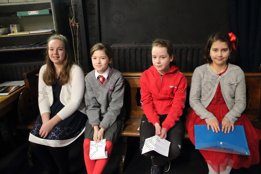 Feis05022020Wed03 
 3
Amelia O’Halloran, Kesja Pfister, Julia Power from Douglas Road, Blackrock, Dungarvan and Emma Coughlan waiting backstage.

Class:186: “The Annette de Foubert Memorial Perpetual Cup” Piano Solo 11 Years and Under

Feis20: Feis Maitiú festival held in Father Mathew Hall: EEjob: 05/02/2020: Picture: Ger Bonus.