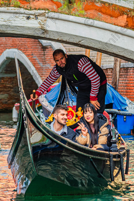 Gondola under bridge-1389 
 Low lying bridge-Venice Italy 
 Keywords: Gondolas, KCC, Venice, bridge