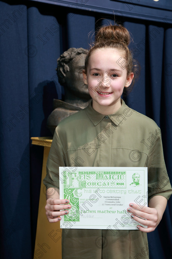 Feis21022018Wed52 
 52
Commended Saoirse McGuinness from Ballincollig.
 Speech and Drama Class: 327: “The Hartland Memorial Perpetual Trophy” Dramatic Solo12 years and under section 3 Feis Maitiú 92nd Festival held in Fr. Mathew Hall, EEjob 21/02/2018 Picture: Gerard Bonus.