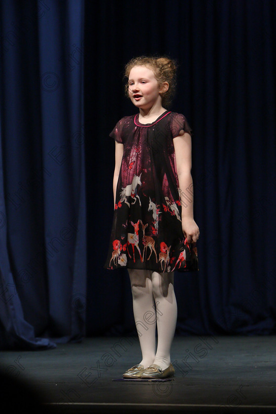 Feis24022018Sat25 
 25
Mia Gohery performing.
 Speech and Drama Class: 369: Solo Verse Speaking Girls 6 Years and Under Section 3 Feis Maitiú 92nd Festival held in Fr. Mathew Hall. EEjob 24/02/2018 Picture: Gerard Bonus.