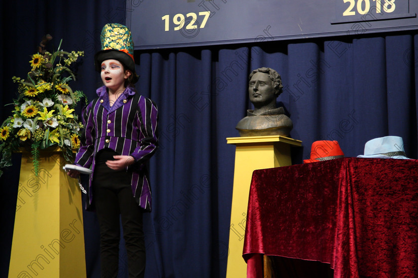 Feis14032018Wed12 
 11~12
Sarah O’Donovan performing “Mad Hatter” from Alice’s Adventures in Wonderland.
 Speech and Drama Class: 328: “The Fr. Nessan Shaw Memorial Perpetual Cup” Dramatic Solo 10 Years and Under Section1Feis Maitiú 92nd Festival held in Fr. Mathew Hall. EEjob 14/03/2018 Picture: Gerard Bonus.