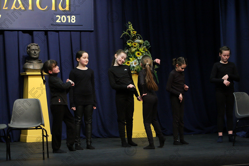 Feis23022018Fri86 
 86
Ellis Stage School Mayfield A Group performing “In Trouble Again”.
 Speech and Drama Class: 468 “The Ide McSweeney Perpetual Cup” Group Mime 11 Years and Under Feis Maitiú 92nd Festival held in Fr. Mathew Hall. EEjob 23/02/2018 Picture: Gerard Bonus.