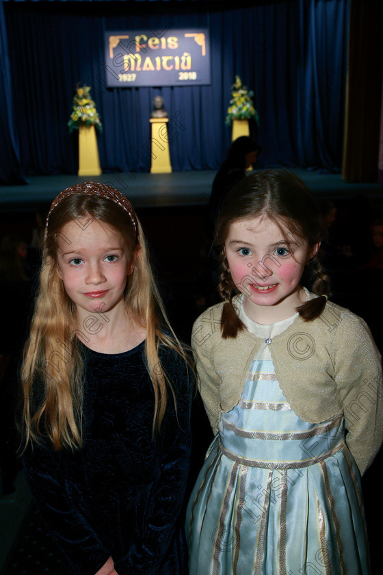 Feis24022018Sat06 
 6
Performers Siobhan O’Hanlon and Jenny Murphy from Bandon and Douglas.
 Speech and Drama Class: 367: Solo Verse Speaking Girls 8 Years and Under Section 2 Feis Maitiú 92nd Festival held in Fr. Mathew Hall. EEjob 24/02/2018 Picture: Gerard Bonus.