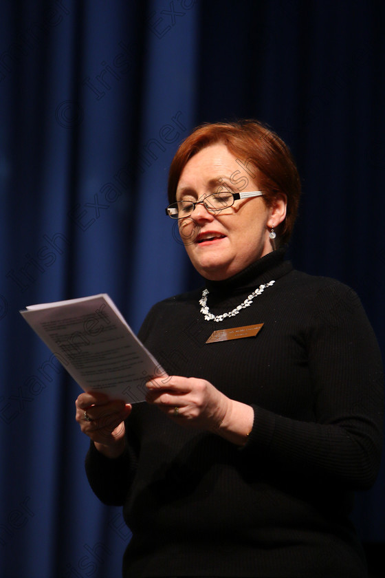 Feis27032018Tue21 
 21
Stage Hand Edel Burke welcoming everybody to Feis Maitiú Corcaigh.
 Singing Class: 56: 7 Years and Under Crawley The Penguin Dance Feis Maitiú 92nd Festival held in Fr. Mathew Hall. EEjob 27/03/2018 Picture: Gerard Bonus