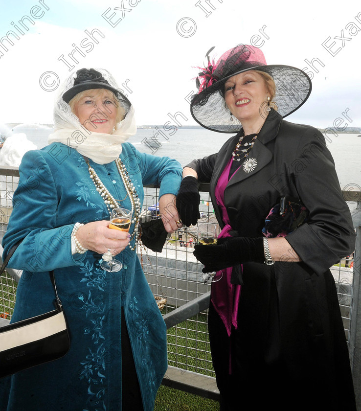 DENIS cobh 16250680 
 IE LIVE NEWS 14/4/12 ... 
Mona Kennedy (left) and Irene O'Driscoll, Cobh, attended a reception for the Commodore Hotel Titanic Comemoration best dressed lady competition in Cobh.
Picture Denis Minihane.