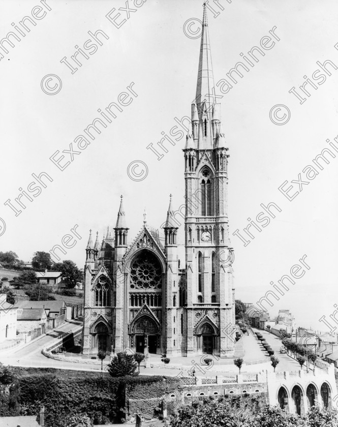 253444 
 View Cobh Cathedral black and white 
ref no 527j COBH 02