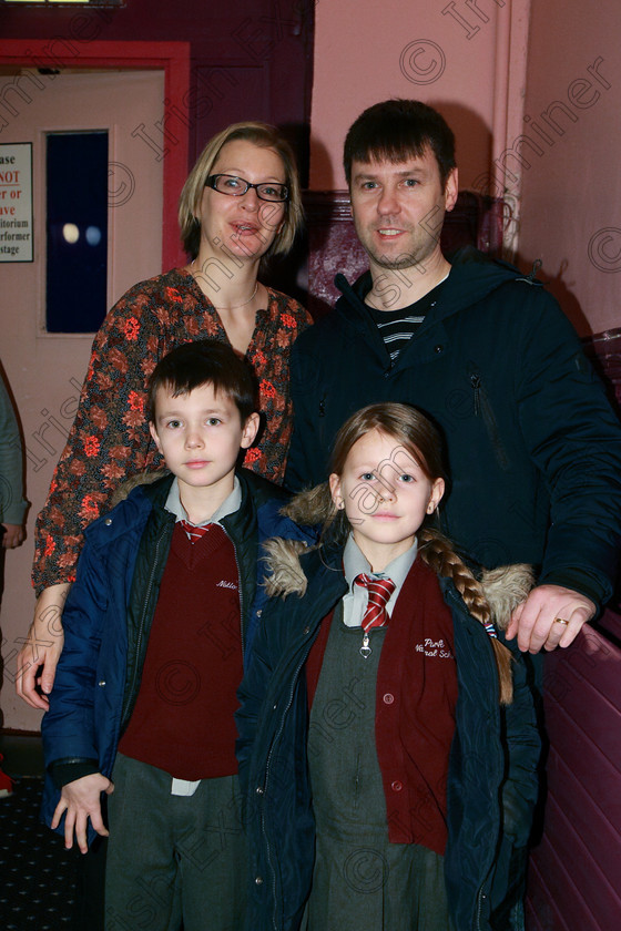 Feis07022018Wed04 
 4
Performers Lucie and Cillian Nelo from Killeagh with their parents Judith and Romain.
 Instrumental Music Class: 167: Piano Solo8 Years and Under Feis Maitiú 92nd Festival held in Fr. Mathew Hall. EEjob 05/02/2018 Picture: Gerard Bonus.