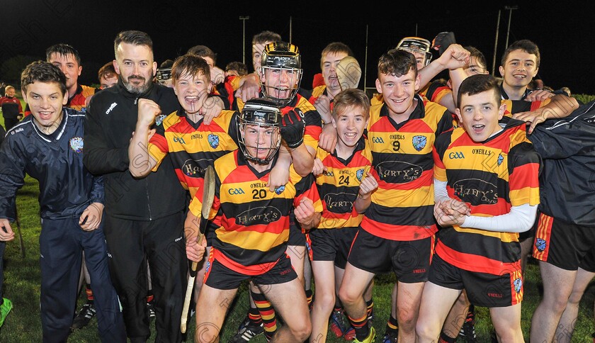 DKE230915hurling007 
 EEjob 23/09/2015
Echo/Exam Sport
St Colman's players celebrate with their manager Donal Og Cusack, after beating Charleville in the Carrigaline Court Hotel Premier 2 MHC final at Fermoy.
Picture: David Keane.