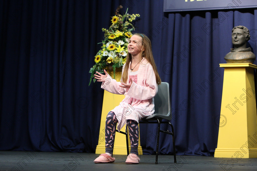 Feis19022018Mon10 
 10
Suzie Walsh performing “Call it a Day”.
 Speech and Drama Class: 327: “The Hartland Memorial Perpetual Trophy” Dramatic Solo 12YearsandUnder –Section 1 Feis Maitiú 92nd Festival held in Fr. Mathew Hall. EEjob 19/02/2018 Picture: Gerard Bonus.