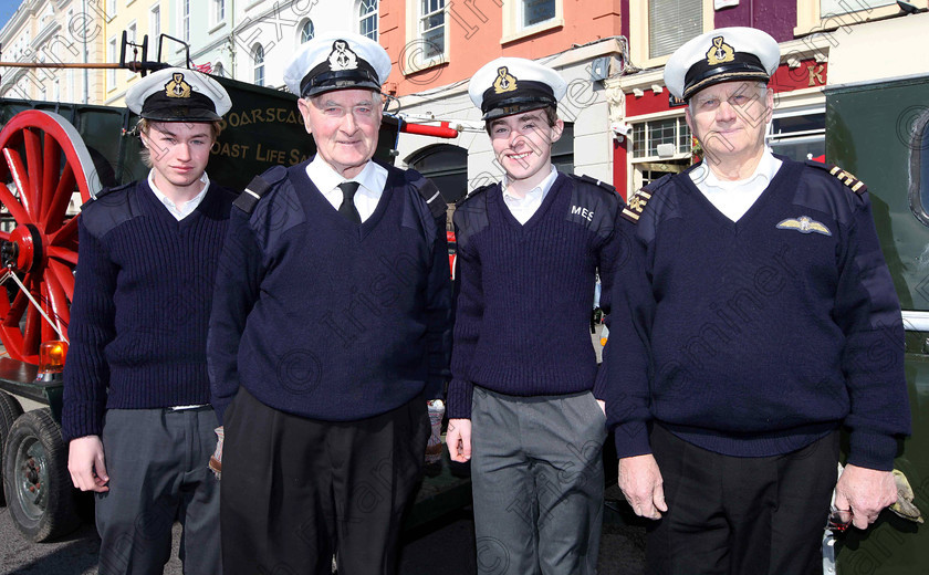 JH Cobh Car Show 13 
 ECHO NEWS: 14/04/2012; Members of Crosshaven Coast Guard, Jack Sreenan, Paddy Cronin, Daniel O'Mahony and Cpt. Brian Smith, at a special veteran Vintage and Classic Car show and run in Cobh during commemorations to mark the 100th anniversary of the sinking of RMS Titanic. Picture; John Hennessy (Further Info, Dick O'Brien, Cobh Classic Car Club, 086 1255709)