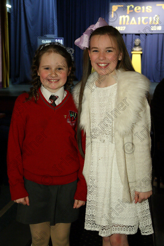 Feis14032018Wed28 
 28
Performers Sophie Bermingham from Carrigaline and Rachel Lee from Blarney.
 Speech and Drama Class: 328: “The Fr. Nessan Shaw Memorial Perpetual Cup” Dramatic Solo 10 Years and Under Section1Feis Maitiú 92nd Festival held in Fr. Mathew Hall. EEjob 14/03/2018 Picture: Gerard Bonus.