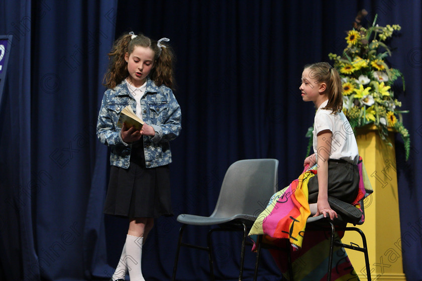 Feis24032018Sat32 
 31~32
Saoirse Moynihan and Ellen Cronin performing “The Blessing in the Attic” from A Little Princess.
 Speech and Drama Class: 312: Dramatic Duo 10 Years and Under Feis Maitiú 92nd Festival held in Fr. Mathew Hall. EEjob 24/03/2018 Picture: Gerard Bonus