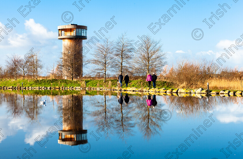 wetlands (1 of 1) 
 Locals enjoying a walk around Tralee Bay Wetlands on a very bright but crisp January morning recently, with the 20m high viewing / observation tower / reflection on the left.