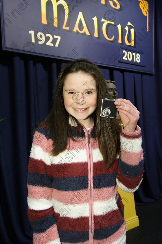 Feis24032018Sat06 
 6
Silver Medallist Hazel O’Kelly from Nohoval.
 Speech and Drama Class: 363: Solo Verse Speaking Girls 12 Years and Under Section 2 Feis Maitiú 92nd Festival held in Fr. Mathew Hall. EEjob 24/03/2018 Picture: Gerard Bonus