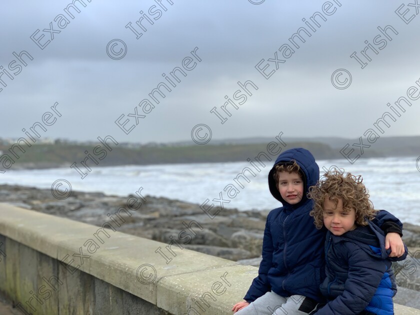 D346118C-754F-48D8-96F3-6A82F2C1C0A4 
 Dylan and Luke McArdle at Lahinch beach , County Clare on Sunday 2 January 2022. Their first visit to an Irish beach after immigrating from Australia.