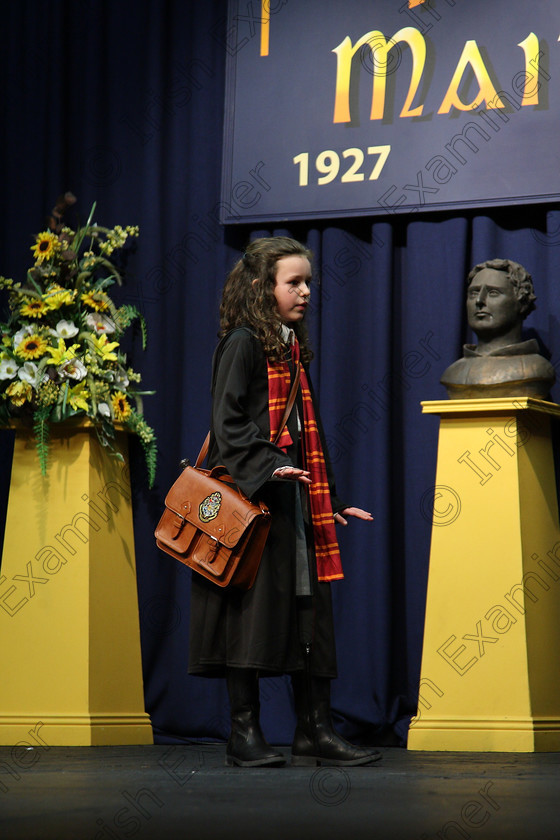 Feis14032018Wed10 
 9~10
Ruby Scannell performing as “Herminie” from Harry Potter, when she first met Harry and Ron. 
 Speech and Drama Class: 328: “The Fr. Nessan Shaw Memorial Perpetual Cup” Dramatic Solo 10 Years and Under Section1Feis Maitiú 92nd Festival held in Fr. Mathew Hall. EEjob 14/03/2018 Picture: Gerard Bonus.