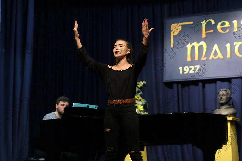 Feis27032018Tue54 
 53~54
Grace Glynn singing “One Perfect Moment”.
 Singing Class: 111: “The Edna McBirney Memorial Perpetual Cup” Solo Action Song 16 Years and Under Section 2 Feis Maitiú 92nd Festival held in Fr. Mathew Hall. EEjob 27/03/2018 Picture: Gerard Bonus