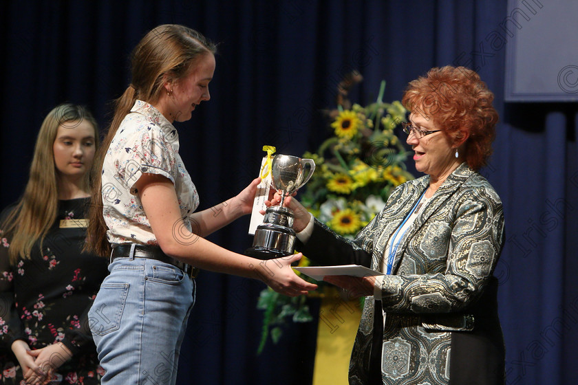 Feis26022018Mon61 
 61
Adjudicator Priscilla Morris presenting the Cup and Bursary to Pattie Maguire from Rathpeacon for her performance of “Pentecost”.
 Speech and Drama Class: 325: “The Kilbrogan Perpetual Cup” and “Musgrave Ltd. Bursary” Bursary Value €130 Dramatic Solo 17 Years and Under Feis Maitiú 92nd Festival held in Fr. Mathew Hall. EEjob 26/02/2018 Picture: Gerard Bonus.